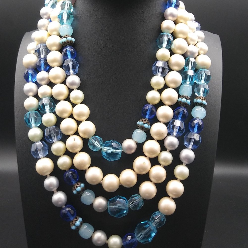 De Mario Vintage 4 Strand Faux Pearl Necklace